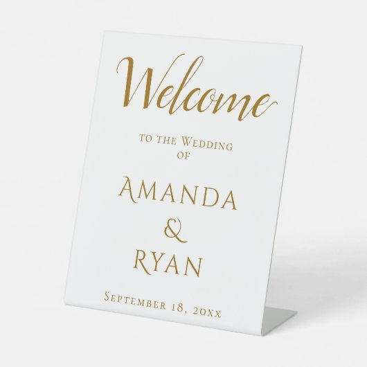 シンプルエレガントWelcome Script結婚の 台座サイン (正面)