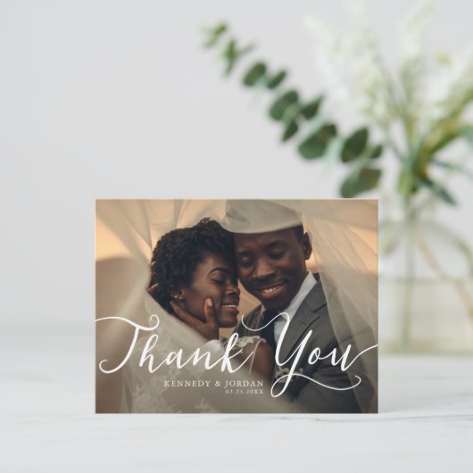シンプルエレガン結婚スの写真ありがとうポストカード 案内ポストカード (スタンド正面)