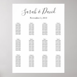 シンプルエレガ結婚ンスの座席表18x24 ポスター
