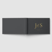 シンプルエレガ結婚ンスイニシャル木炭ID1022 ゲストブック (全面)