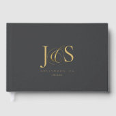 シンプルエレガ結婚ンスイニシャル木炭ID1022 ゲストブック (正面)
