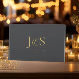 シンプルエレガ結婚ンスイニシャル木炭ID1022 ゲストブック