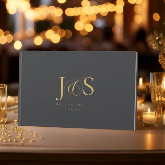 シンプルエレガ結婚ンスイニシャル木炭ID1022 ゲストブック