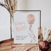 シンプルエレファント&バルーンガールベビーシャワーオムツ ポスター