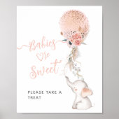 シンプルエレファント&バルーンベビーシャワー甘いトリート ポスター (正面)