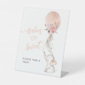 シンプルエレファント&バルーンベビーシャワー甘いトリート 台座サイン (正面)