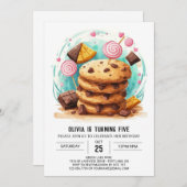 シンプルエンチャントガーリーCookie誕生日 招待状 (正面/裏面)