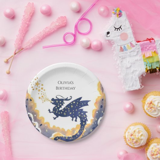シンプルエンチャントドラゴン誕生日 ペーパープレート (パーティー)