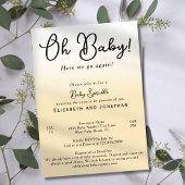 シンプルオおもしろいベビーイエロー2番目のベビー散布 招待状