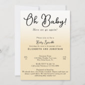 シンプルオおもしろいベビーイエロー2番目のベビー散布 招待状 (正面)