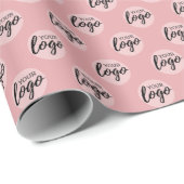シンプルオフィスビジネスロゴパターン - ピンクのバラ ラッピングペーパー (ロールコーナー)