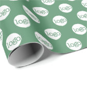 シンプルオフィス ロゴ用紙パターン - 緑 ラッピングペーパー (ロールコーナー)