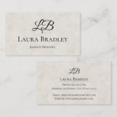 シンプルオフエレガントホワイトウォーター色モノグラム 名刺 (正面/裏面)