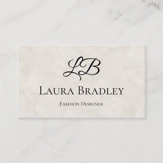 シンプルオフエレガントホワイトウォーター色モノグラム 名刺 (正面)