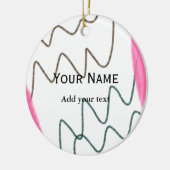 シンプルオミニマルレストライプンジの水色の名前 セラミックオーナメント (左)