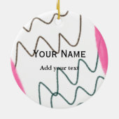 シンプルオミニマルレストライプンジの水色の名前 セラミックオーナメント (裏面)