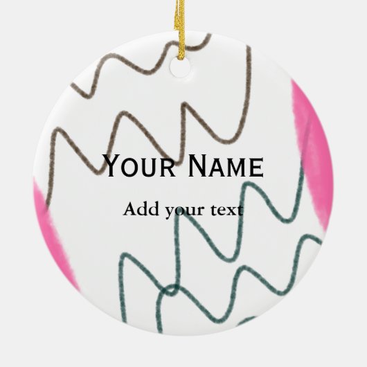 シンプルオミニマルレストライプンジの水色の名前 セラミックオーナメント (裏面)