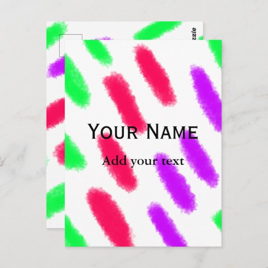 シンプルオミニマルレストライプンジの水色の名前 ポストカード (正面/裏面)