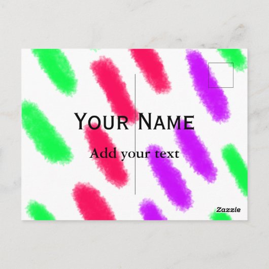 シンプルオミニマルレストライプンジの水色の名前 ポストカード (裏面)