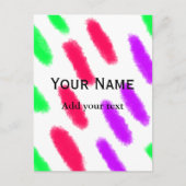 シンプルオミニマルレストライプンジの水色の名前 ポストカード (正面)