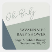 シンプルオモダンベビースクリプトセージグリーントリコラー スクエアシール (正面)