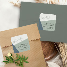 シンプルオモダンベビースクリプトセージグリーントリコラー スクエアシール