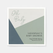 シンプルオモダンベビースクリプトセージグリーントリコラー スタンダードカクテルナプキン (正面)