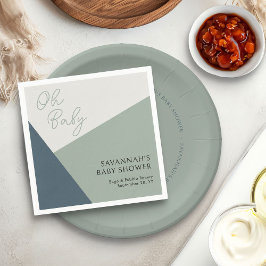 シンプルオモダンベビースクリプトセージグリーントリコラー スタンダードカクテルナプキン