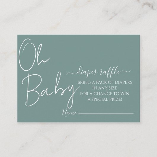 シンプルオモダンベビーセージ緑ベビーシャワー エンクロージャーカード (正面)