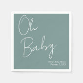 シンプルオモダンベビーセージ緑ベビーシャワー スタンダードカクテルナプキン (正面)