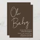 シンプルオモダンベビーブラウンベビーシャワー 招待状 (正面/裏面)