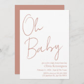 シンプルオモダンベビー赤面バラベビーシャワー 招待状 (正面/裏面)