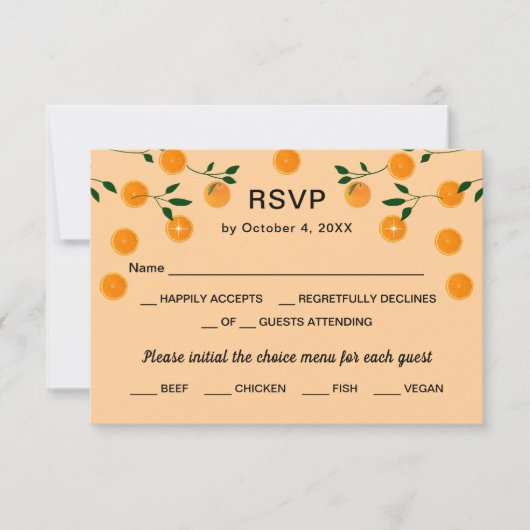 シンプルオモダンレンジテーマかわいい柑橘系ベビーシャワー 出欠カード (正面)