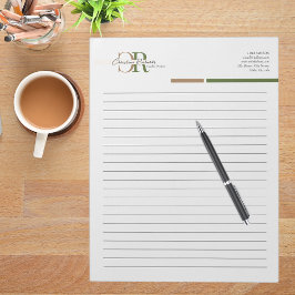 シンプルオリーブグモダンリーン金ゴールドモノグラムライン ノートパッド