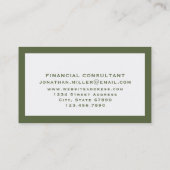 シンプルオリーブグリーンとホワイトタイポグラフィ 名刺 (裏面)