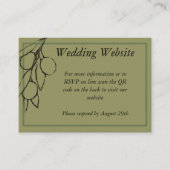 シンプルオリーブグリーンオリーブブランチQRコード エンクロージャーカード (正面)