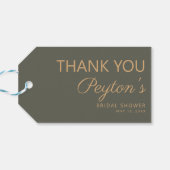 シンプルオリーブグリーンブライダルシャワーありがとう ギフトタグ (裏面横)