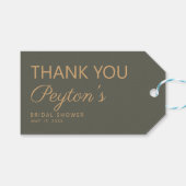 シンプルオリーブグリーンブライダルシャワーありがとう ギフトタグ (正面(横))