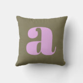 シンプルオリーブ及び薄紫はっきりしたレトロモノグラムイニシャル クッション (裏面)