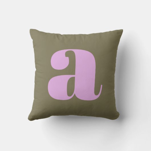シンプルオリーブ及び薄紫はっきりしたレトロモノグラムイニシャル クッション (裏面)
