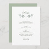シンプルオリーブ離れイタリアン結婚の植物学の メニュー (正面/裏面)