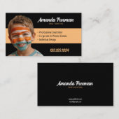 シンプルオレンジとブラックパーティー顔絵画ズ 名刺 (正面/裏面)