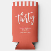 シンプルオレンジと白30歳の誕生日パーティー スリム缶クーラー (正面)