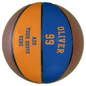 シンプルオレンジと青の名前番号引用文 バスケットボール (縦)