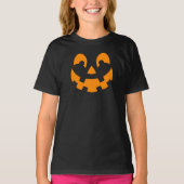 シンプルオレンジカボチャ顔シルエットハロウィーン Tシャツ (正面)