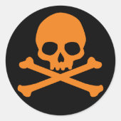 シンプルオレンジスカルとクロスボーン ラウンドシール (正面)