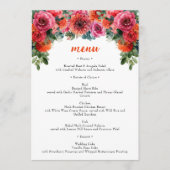 シンプルオレンジピンク水彩フローラ結婚ズ メニュー (正面)