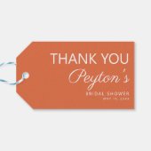シンプルオレンジブライダルシャワーサンキュー ギフトタグ (裏面横)