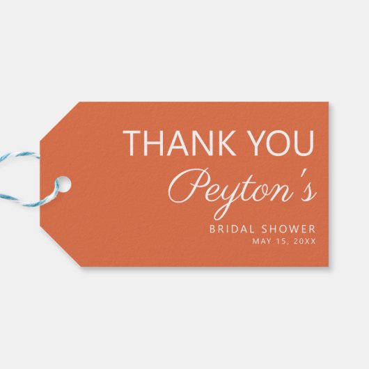シンプルオレンジブライダルシャワーサンキュー ギフトタグ (裏面横)