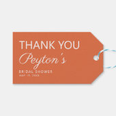 シンプルオレンジブライダルシャワーサンキュー ギフトタグ (正面(横))